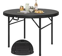 YITAHOME Tavolo pieghevole rotondo da 122 cm, per esterni/interni, tavolo pieghevole in plastica resistente, con piano spesso e robusto telaio in metallo, ideale per feste, picnic, campeggio,