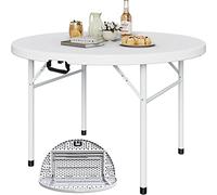 YITAHOME Tavolo pieghevole rotondo da 122 cm, per esterni/interni, tavolo pieghevole in plastica resistente, con piano spesso e robusto telaio in metallo, ideale per feste, picnic, campeggio,