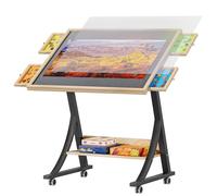 YITAHOME Tavolo puzzle da 1500 pezzi con 4 cassetti, tavola puzzle inclinabile regolabile con angolo di inclinazione e regolazione dell'altezza, tavoli portatili pieghevoli con coperchio e ripiano