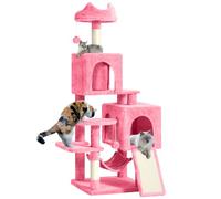 YITAHOME Tiragraffi grande, XL, altezza 137 cm, con 2 montanti in sisalp, 1 piattaforme, 2 grotte, amaca, palline di peluche, grattacieli per gatti, rosa