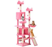 YITAHOME Tiragraffi grande, XXL, altezza 190 cm, con 8 montanti in sisalp, 3 piattaforme, 2 grotte, cestino, amaca, palline di peluche, grattacieli, per gatti, rosa