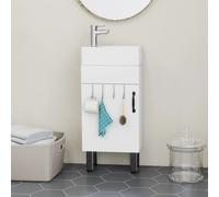 YITAHOME Vanity da bagno bianco - Mobile lavabo con anta, 2 ganci per bagno/cucina (rubinetto non incluso)