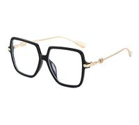 YITAIYUAN Occhiali da Lettura, Eyewear Quadrato di Grandi Dimensioni, Luce Anti-Blu, Occhiali in Metallo retrò for Donne, Occhiali da Vista del Computer (Color : +1.5, Size : Black)