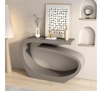 YITAYMLI Consolle decorative moderne in metallo per ingresso, tavolo da corridoio astratto in lega stretto e lungo stile Art Déco in acciaio al carbonio, per soggiorno(Gray,120cm/47.2in)