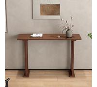 YITAYMLI Consolle Moderna in Legno Massello Stile Cinese Contemporaneo, Tavolo d’Ingresso Vintage con Ripiani Portaoggetti, Bordi Arrotondati, Base Rinforzata per Corridoio(Walnut,80cm/31.5in)