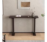 YITAYMLI Consolle Moderna in Legno Massello Stile Cinese Contemporaneo, Tavolo d’Ingresso Vintage con Ripiani Portaoggetti, Bordi Arrotondati, Base Rinforzata per Corridoio(Black,140cm/55.1in)