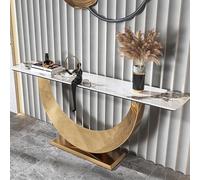 YITAYMLI Consolle rettangolare moderna in marmo,Tavolo da divano dietro il divano per ingresso di lusso,Elegante tavolo da piattaforma domestica,soggiorno e camera da letto(Gold,140cm/55.1in)