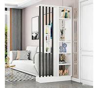 YITAYMLI Divisorio per ambienti moderno da parete spazio di archiviazione, separatore di stanze autoportante funzione privacy e ripiani,colonna divisoria con tubi in metallo(White+Black,80cm/31.5in)