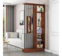 YITAYMLI Divisorio per ambienti moderno da parete spazio di archiviazione, separatore di stanze autoportante funzione privacy e ripiani,colonna divisoria con tubi in metallo(Teak+Black,80cm/31.5in)