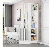 YITAYMLI Divisorio per ambienti moderno da parete spazio di archiviazione, separatore di stanze autoportante funzione privacy e ripiani,colonna divisoria con tubi in metallo(White+White,80cm/31.5in)