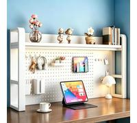 YITAYMLI Mensola da scrivania a 2/3/4 livelli con pannello forato e accessori, libreria da scrivania in metallo, organizer da scrivania fai-da-te, per tavolo da studio(White+White,(2-Tier) 61x10x26)