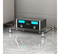 YITAYMLI Mobile Stereo AV a 1/2/3/4 Livelli con Ripiani in Vetro temperato, Torre Porta Media Audio per Dvd e componenti con Supporto Antiurto, ripiano Aperto a più Strati(Transparent,1-Tier)