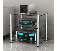 YITAYMLI Mobile Stereo AV a 1/2/3/4 Livelli con Ripiani in Vetro temperato, Torre Porta Media Audio per Dvd e componenti con Supporto Antiurto, ripiano Aperto a più Strati(Transparent,3-Tier)