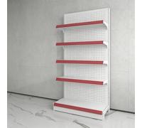 YITAYMLI Scaffalatura Gondola Commerciale in Metallo con Pannello Forato | Scaffali Modulari in Acciaio per Negozi con Estensione Illimitata(H255cm/100.4in,L123cm/48.4IN (Main Shelf))