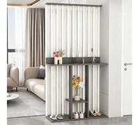 YITAYMLI Separé da parete interno per privacy, libreria moderna in legno con tende e scaffalature aperte, divisorio autoportante per ingresso, più pannelli divisori(White+Gray,100cm/39.4in)