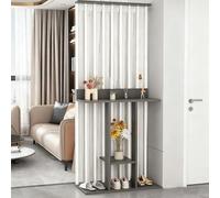 YITAYMLI Separé da parete interno per privacy, libreria moderna in legno con tende e scaffalature aperte, divisorio autoportante per ingresso, più pannelli divisori(White+Gray,80cm/31.5in)