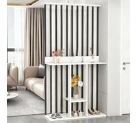 YITAYMLI Separé da parete interno per privacy, libreria moderna in legno con tende e scaffalature aperte, divisorio autoportante per ingresso, più pannelli divisori(Black+White,100cm/39.4in)