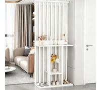 YITAYMLI Separé da parete interno per privacy, libreria moderna in legno con tende e scaffalature aperte, divisorio autoportante per ingresso, più pannelli divisori(White+White,80cm/31.5in)