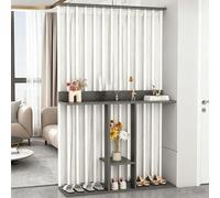 YITAYMLI Separé da parete interno per privacy, libreria moderna in legno con tende e scaffalature aperte, divisorio autoportante per ingresso, più pannelli divisori(White+Gray,120cm/47.2in)