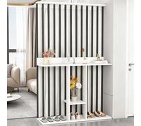 YITAYMLI Separé da parete interno per privacy, libreria moderna in legno con tende e scaffalature aperte, divisorio autoportante per ingresso, più pannelli divisori(Black+White,120cm/47.2in)