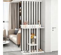 YITAYMLI Separé da parete interno per privacy, libreria moderna in legno con tende e scaffalature aperte, divisorio autoportante per ingresso, più pannelli divisori(Black+White,80cm/31.5in)