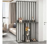 YITAYMLI Separé da parete interno per privacy, libreria moderna in legno con tende e scaffalature aperte, divisorio autoportante per ingresso, più pannelli divisori(Black+Gray,100cm/39.4in)