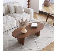 YITAYMLI Tavolino basso moderno ovale in legno massello, Tavolo da caffè stile giapponese wabi-sabi, Tavolo centrale d’accento con gambe stabili per soggiorno e piccolo(Walnut,120cm/47.2in)
