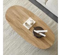 YITAYMLI Tavolino basso moderno ovale in legno massello, Tavolo da caffè stile giapponese wabi-sabi, Tavolo centrale d’accento con gambe stabili per soggiorno e piccolo(Wood,100cm/39.4in)