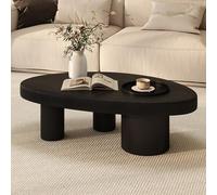 YITAYMLI Tavolino da caffè in legno a forma speciale stile vintage,Piccolo tavolo basso creativo in stile medievale con vassoio e spazio di archiviazione,Gambe rinforzate(Black,120cm/47.2in)