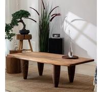 YITAYMLI Tavolino da tè quadrato in legno massello, Tavolo centrale moderno per divano con gambe a cono, Stile giapponese Wabi-Sabi, Texture naturale per camera da letto(Walnut,120cm/47.2in)