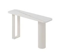 YITAYMLI Tavolo consolle moderno ultra-sottile, tavolo da ingresso con gambe a colonna romana, piano in ardesia e base in acciaio al carbonio, mobile geometrico per corridoio(White B,100cm/39.4in)