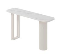 YITAYMLI Tavolo consolle moderno ultra-sottile, tavolo da ingresso con gambe a colonna romana, piano in ardesia e base in acciaio al carbonio, mobile geometrico per corridoio(White C,120cm/47.2in)