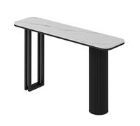 YITAYMLI Tavolo consolle moderno ultra-sottile, tavolo da ingresso con gambe a colonna romana, piano in ardesia e base in acciaio al carbonio, mobile geometrico per corridoio(Black C,100cm/39.4in)