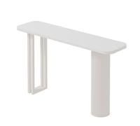 YITAYMLI Tavolo consolle moderno ultra-sottile, tavolo da ingresso con gambe a colonna romana, piano in ardesia e base in acciaio al carbonio, mobile geometrico per corridoio(White D,100cm/39.4in)