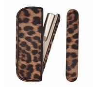 YiTenn Custodia protettiva + coperchio laterale 2 in 1 Set Custodia per iqos iluma, TPU + PU pelle accessori (C-Leopard marrone)