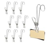 Yitexin 10 ganci in acciaio inox per vestiti, clip in metallo a coda lunga per appendere oggetti, clip in metallo per esterni, resistenti, grandi ganci per ufficio, cucina, bagno (10 pezzi)
