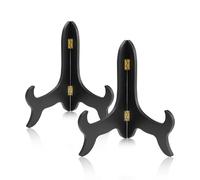 Yitexin 2 pezzi porta piatti da esposizione, Legno decorativo Vintage piedistallo per cucina Arredamento per la casa porta foto da tavola Cavalletti Opere d'arte (Nero, 25 cm)