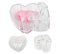 Yitexin 3 Confezioni A Forma di Cuore Puff Cipria & Contenitore Morbido Set, Veluro Powder Puff Cassa di Cristallo per Donne Ragazze Trucco Bellezza Chiaro Rosa Bianco Cosmetici (Style 1)