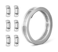 Yitexin 304 in acciaio inossidabile fascette stringitubo regolabile, 8,2 ft fai da te fascette metalliche cinghie con 6 fissaggi, morse a vite per tubo per condotto idraulico (argento)