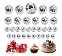 Yitexin 31 Pezzi In 5 Dimensioni Palla da Discoteca per Torte, Sfera a Specchio Argento, Palla a Specchio Discoteca Boule Disco, Decorazioni Brillanti per Feste, Natale, Compleanni (Argento)