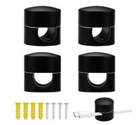 Yitexin 4 Pezzi Fermacavi di Cavi in Alluminio con Viti e Tasselli, Clip per Cavi Regolabile per Cavi per Montaggio Cavo Elettrico, Ferma Cavi di Parete e Soffitto per Lampadario (Nero)