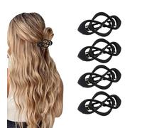 Yitexin 4 Pezzi Fermaglio per Capelli Piatti Grandi per Donna, Molletta per Capelli Donna Eleganti per Capelli Sottili e Spessi, Clip per Capelli Francese Vintage (Nero)