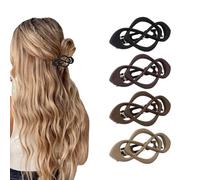 Yitexin 4 Pezzi Fermaglio per Capelli Piatti Grandi per Donna, Molletta per Capelli Donna Eleganti per Capelli Sottili e Spessi, Clip per Capelli Francese Vintage (Nero, Viola, e Marrone)