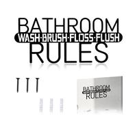 Yitexin Cartello da Parete con viti, Cartello in metallo con Scritta "Wash Brush Floss Flush", Lettere da Parete, Decorazione per Casa, Hotel o Camera da Letto (nero)