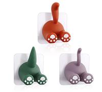 Yitexin Confezione da 3 ganci multiuso per coda di animali, gancio adesivo per montaggio a parete, simpatico portaspazzolino da cucina, bagno, per appendere asciugamani