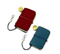 Yitexin Pack of 2 Miniature Travelers Notebook 4.8x3.2cm(1.9’’x1.3’’), Handmade Tiny Leather Travels Notebook, Vintage Mini Notebook Diary Journal, Pocket Diary (Blue & Red)
