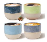 Yitexin Set di 4 tazzine da caffè in porcellana, 150 ml, semi-smaltate, per tè, latte, cappuccino, cocco, caffetteria, ristorante (marrone-blu, blu, verde e azzurro)