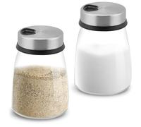 Yitexin Set di saliera e pepe con fori regolabili, 180 ml, per cucina, contenitori per condimenti in acciaio inox, dispenser per spezie da tavolo (2 pezzi)