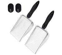 Yitexin Setaccio da Giardino in Acciaio Inossidabile con Maniglia e 2 Ganci Neri, setaccio Sabbia a Maglia 3,8 mm/5 mm, setaccio Giardino Palla Schermo per Pietre Composto Ghiaia (Argento)