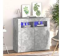 YITHOPI Credenza,Mobile dispensa cucina Madia ingresso Mobile contenitore ad angolo Per Sala da Pranzo Salotto Corridoio Cucina con Luci LED Grigio Cemento 80x35x75 cm